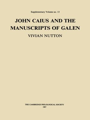 cover image of John Caius and the Manuscripts of Galen